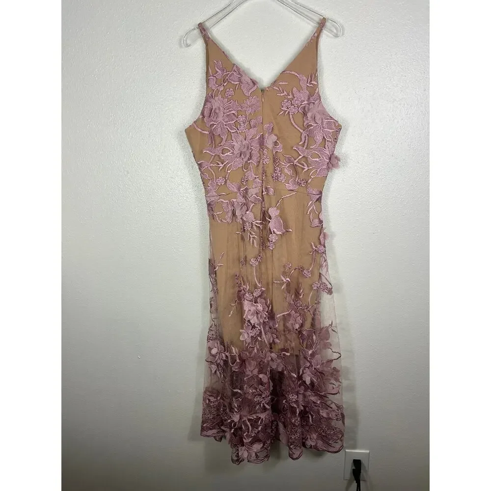 Dress the Population Audrey Floral Applique Fit & Flare Dress Pink Large - Picture 8 of 9